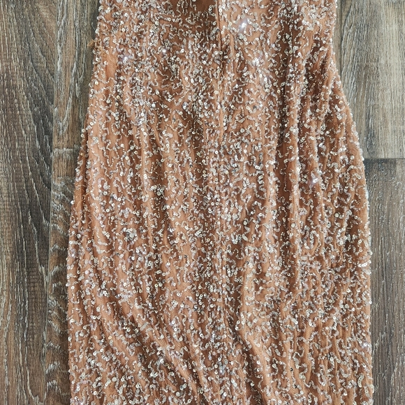 Retrofete Evie Sequin Dress in Silver Nude Strapless Size Medium NWT Maxi - Picture 8 of 14